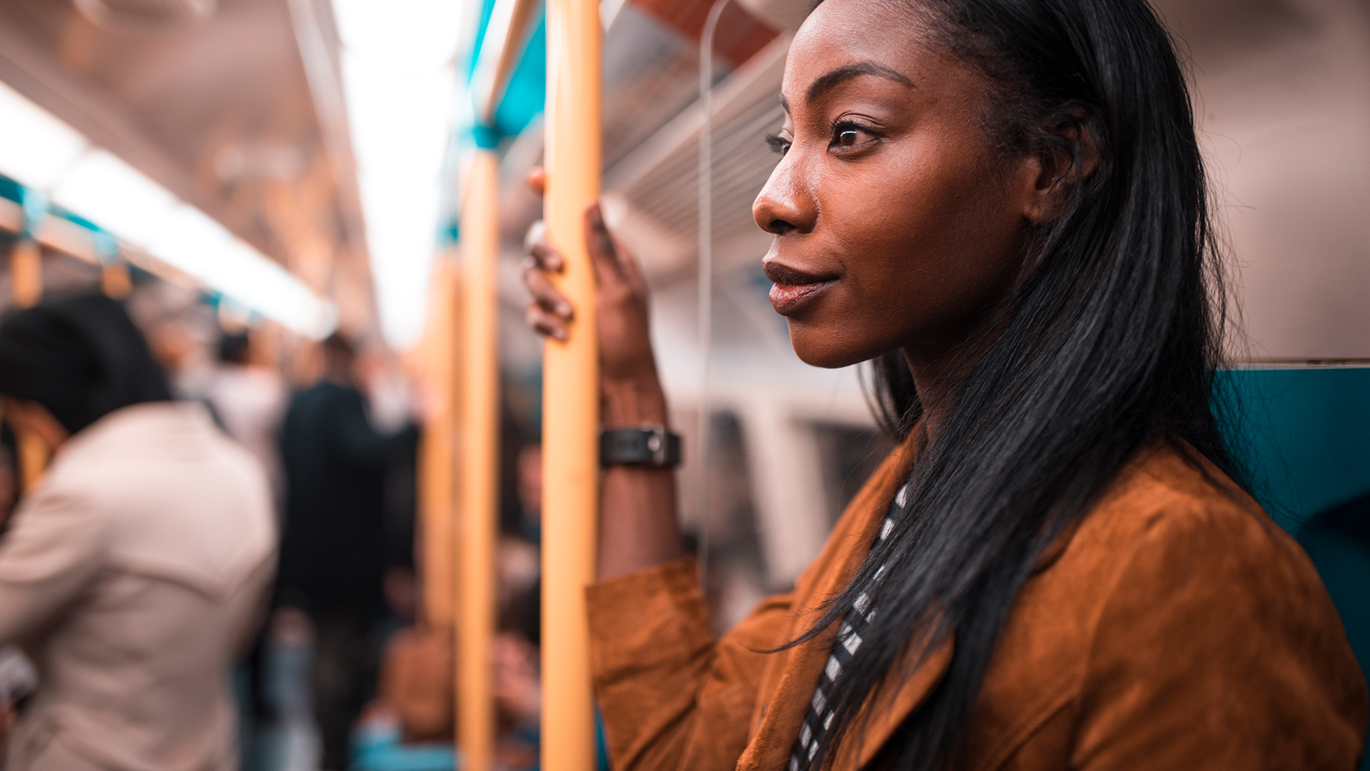 Woman on a subway