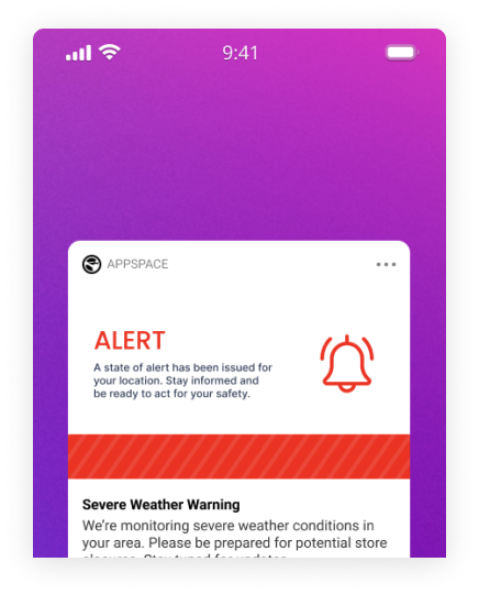 Employee Mobile App Alert Notification screen